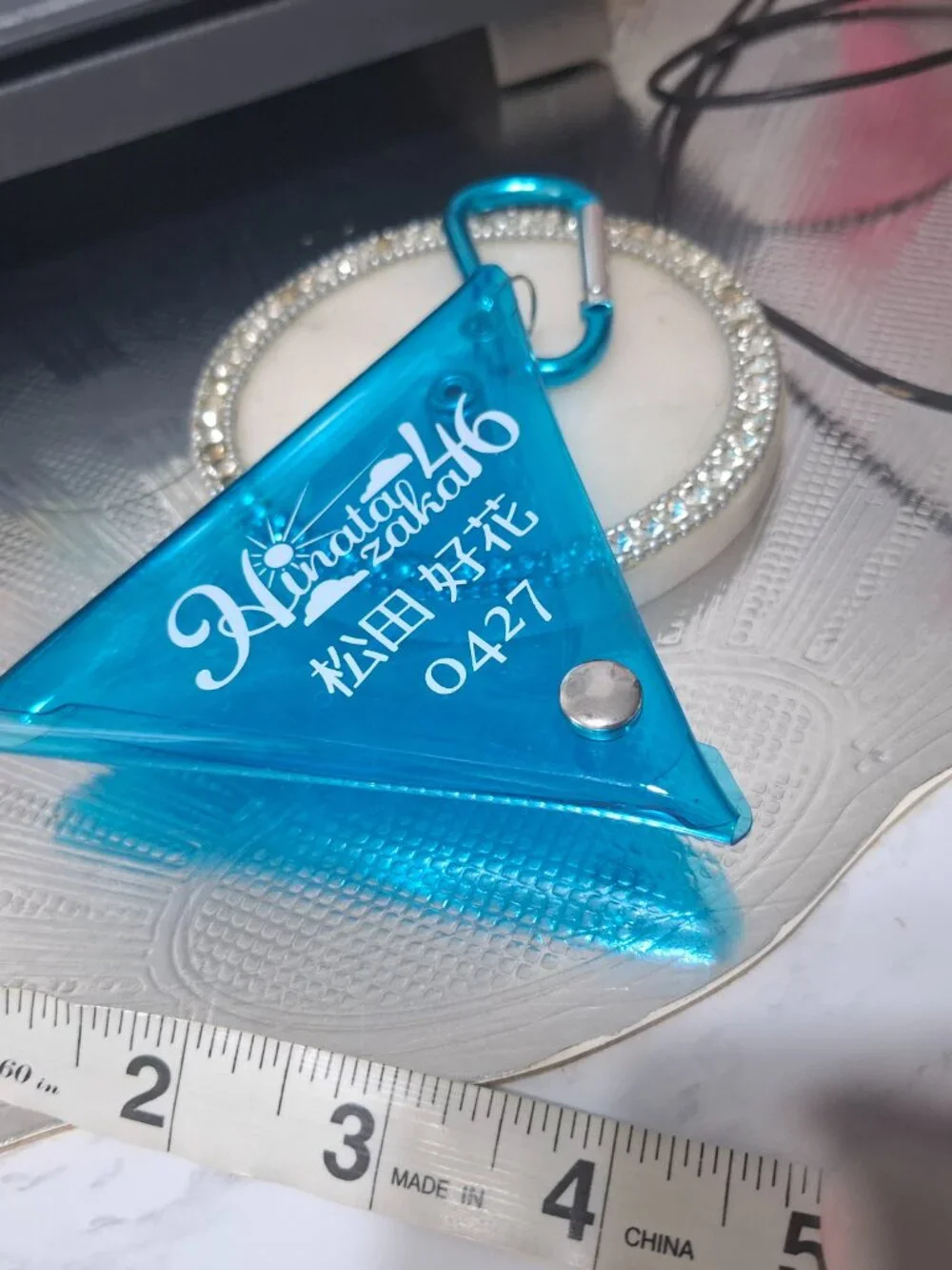 Clear Blue Mini Triangular Hinatazaka46 Coin Case Purse Mini Wallet Keychain Key